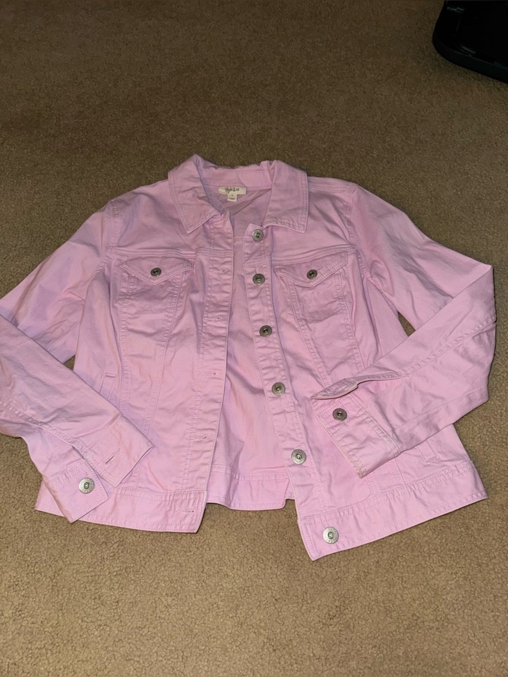Style & Co Women's Classic Denim Jacket in a light pink/lavender shade